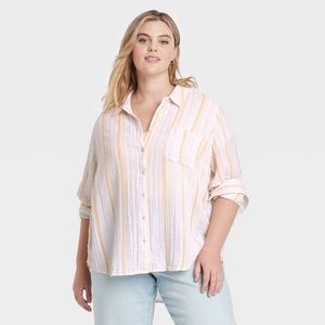 Universal Thread Plus Size 4X Cotton Long Sleeve Button Down Shirt